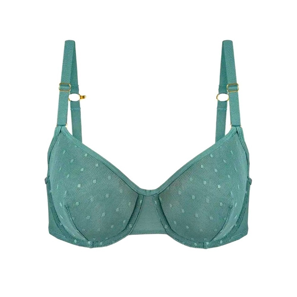 Lively Dot Mesh Unlined Bra Harbor Green Size 32DDD Underwire